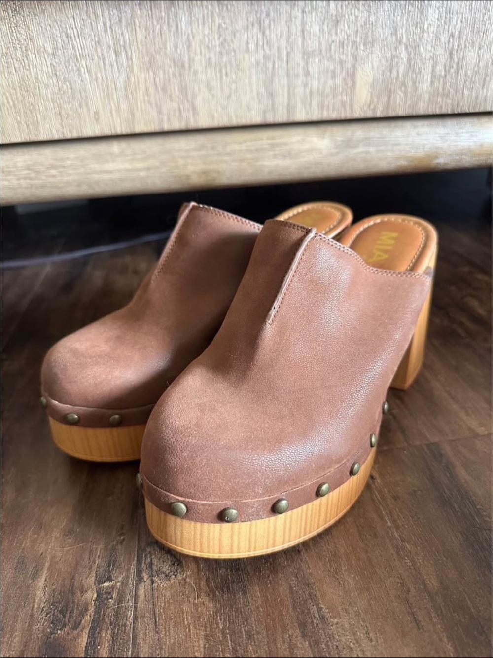 Mia Brown Platform Mule Clogs - Women